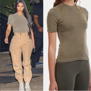 SEASON 6 Yeezy Ribbed Olive Green Basic Comfy Layering Tshirt